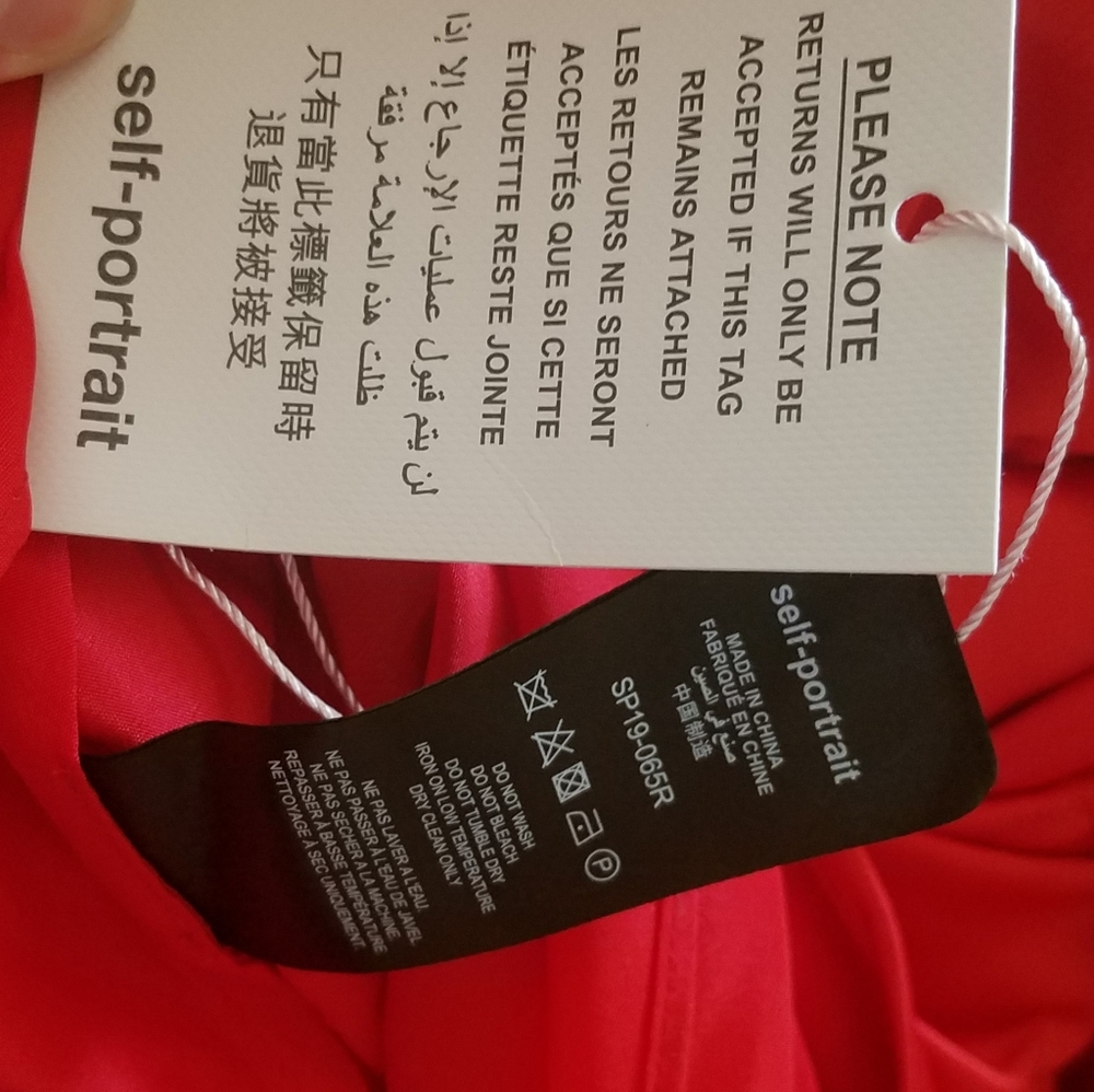 NWT Self-Portrait red satin handkerchief hem midi dress - Picture 14 of 16